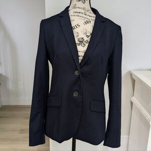 J.CREW 1035 | Women's Midnight Blue Superfine Cotton Button Up Fitted Blazer